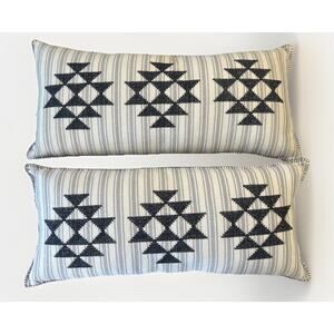 Pendleton Lyons Aztec Stripe Down Feather Lumbar Throw Pillows Pair 2 29”x 13"